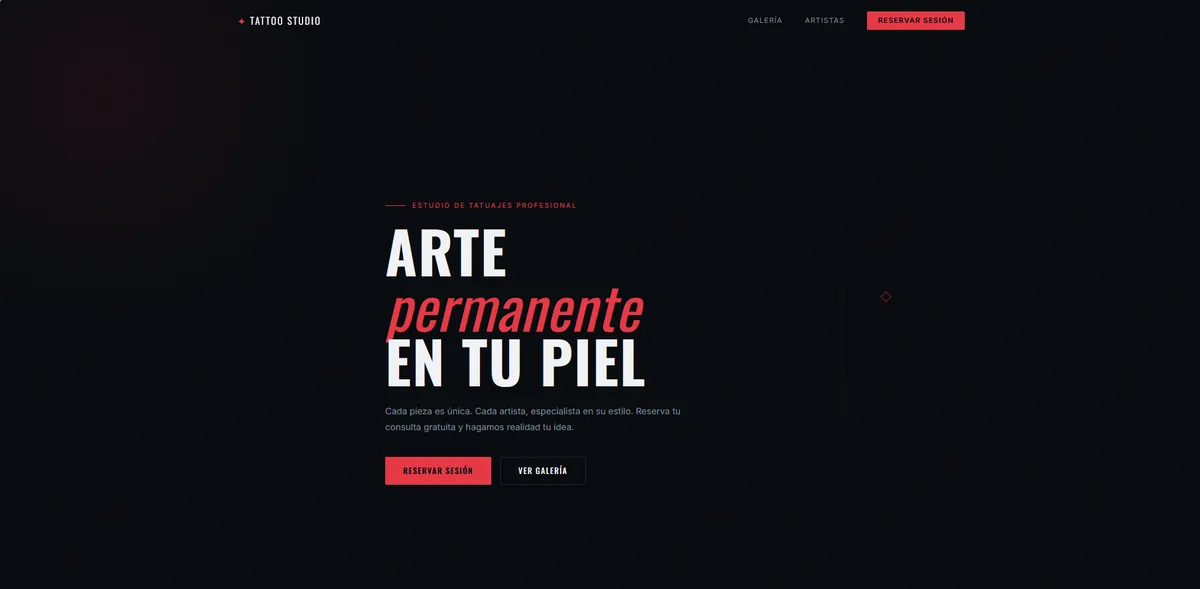 A tattoo studio website with a Book a session button